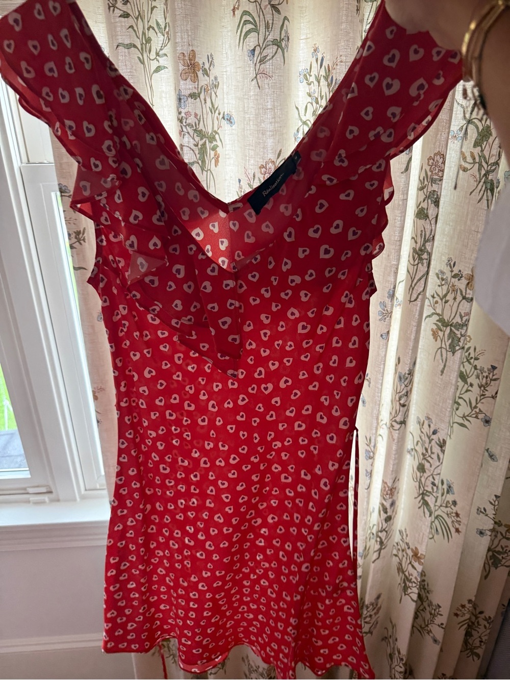 Realisation Par Red Heart-Print Top with White and Purple Accents